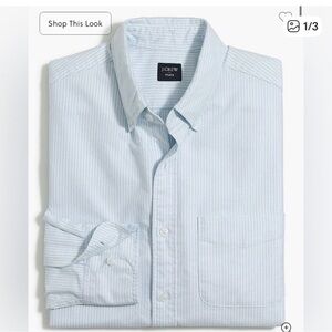 J. Crew Men's Sky Blue Pinstripe Stretch Slim Oxford Shirt - Medium